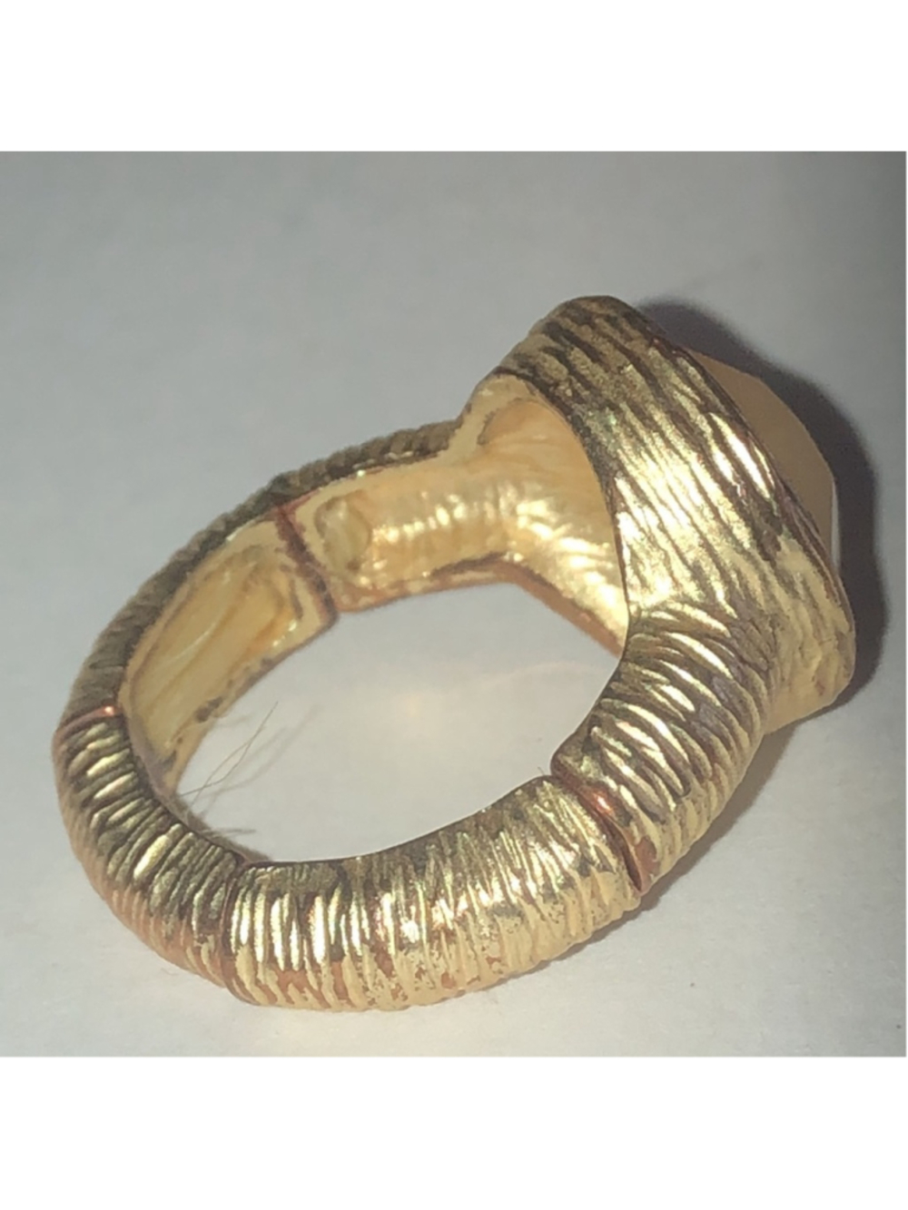 Elegant Gold Tone Ring with Opaque Orange Center - Picture 2 of 5